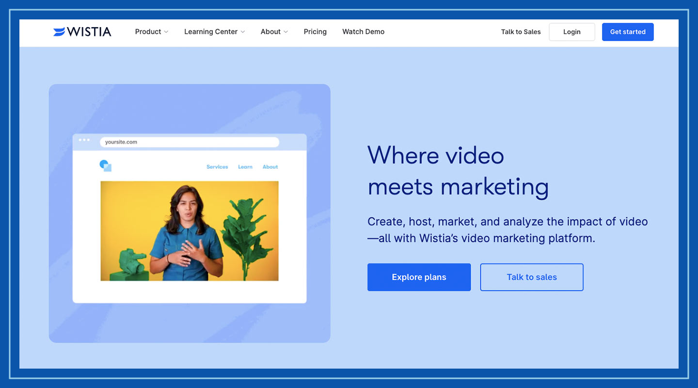 Screenshot of the Wistia homepage.